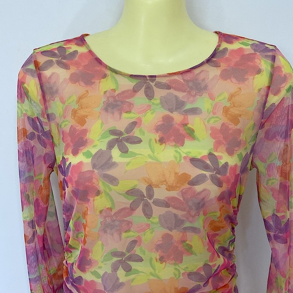 For Love And Lemons Pink Long Sleeve Bodycon Swim Coverup Sz Sm .Nwot - Picture 2 of 8